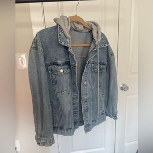 Amazon Blue Jean Jacket with Gray Hood